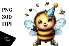 Rocking Bee with Party Hat, Transparent PNG Product Image 1