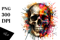 Colorful Skull with Grungy Splash PNG Product Image 1