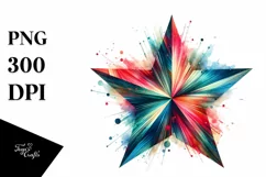 Colorful Watercolor Abstract Star | Sublimation Clipart Product Image 3