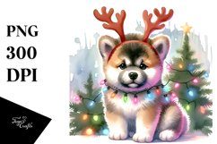 Pastel Akita with Christmas Lights, PNG Product Image 3