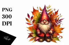Vibrant Watercolor Autumn Gnome PNG Product Image 3