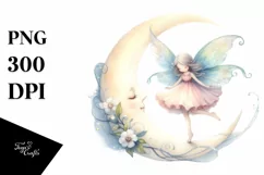 Small Cute Fairy Pirouetting Crescent Moon Clipart Product Image 3