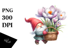 Floating Gnome with Zinnia PNG Product Image 1