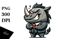 Silly Cartoon Rhino Bow Tie PNG Product Image 1