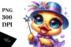 Colorful Baby Duck with Magic Wand PNG Product Image 1
