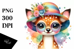 Colorful Baby Deer with Sun es Watercolor Product Image 3