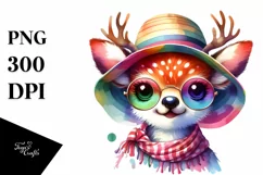 Colorful Baby Deer with Sun es Watercolor Product Image 3