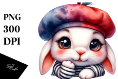 Goofy Baby Bunny with Beret, PNG Product Image 1