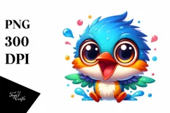 Colorful Cute Cartoon Baby Kingfisher | Sublimation | Product Image 1