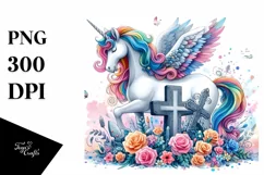 Simple Vibrant Unicorn Drawing with Grave | Clipart Product Image 3