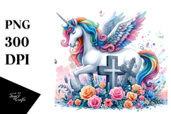 Simple Vibrant Unicorn Drawing with Grave | Clipart Product Image 1