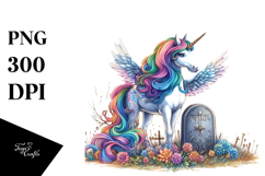 Simple Vibrant Unicorn Drawing with Grave | Clipart Product Image 1