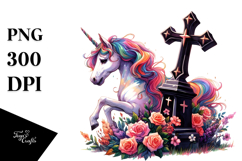 Simple Vibrant Unicorn Drawing with Grave | Clipart Product Image 1