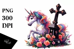 Simple Vibrant Unicorn Drawing with Grave | Clipart Product Image 1