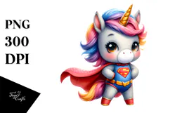 Cute Baby Unicorn Posing as Hero | Clipart Product Image 1