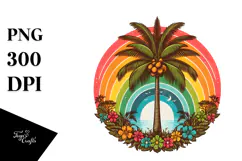 Vintage Tropical Tree Rainbow Clipart PNG Product Image 1