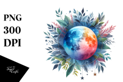 Vibrant Abstract Moon Foliage | Clipart Product Image 1