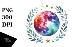 Vibrant Abstract Moon Foliage | Clipart Product Image 1