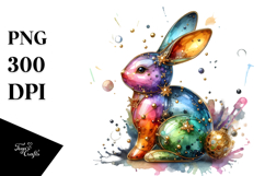 Colorful Bunny made of on Splashy Background, PNG Product Image 1