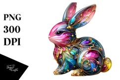 Colorful Bunny on Splashy Background PNG Product Image 1