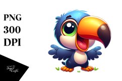 Colorful Baby Toucan Cartoon | Sublimation Clipart Product Image 1