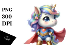 Cute Baby Unicorn Posing as Hero | Clipart Product Image 1