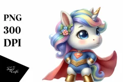 Cute Baby Unicorn Posing as Hero | Clipart Product Image 3