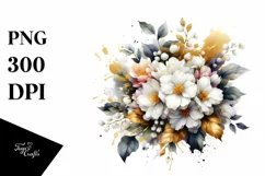 Vibrant Abstract Bouquet GOLD FOIL | Clipart Product Image 3