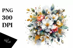 Vibrant Abstract Bouquet GOLD FOIL | Clipart Product Image 1