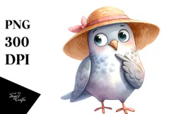 Funny Dove Standing in Sun Hat | Sublimation Clipart Product Image 1