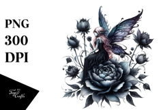 Gothic Fairy on Flower PNG Product Image 1
