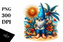 Beach Gnome with Azure Accents | Sublimation | Clipart Product Image 1