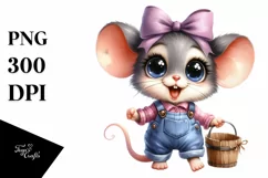 Watercolor Baby Mouse Big Eyes | Clipart Product Image 1