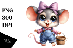 Watercolor Baby Mouse Big Eyes | Clipart Product Image 1
