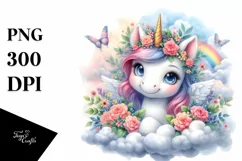 Pastel Cute Baby Unicorn in Sky Garden Product Image 1
