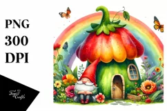 Watercolor Gnome House Rainbow Scene | Sublimation | Clipart Product Image 3