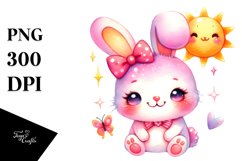 Colorful Cute Baby Rabbit PNG Product Image 1