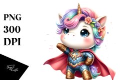 Cute Baby Unicorn Hero Watercolor Product Image 3