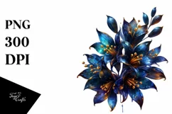 Glossy Glass Lobelia with Golden Insertions | Clipart Product Image 3