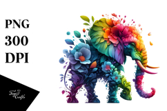 Vibrant Elephant with Abstract Frame PNG Product Image 1