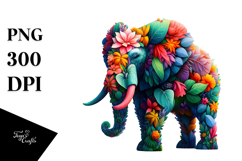Vibrant Elephant with Abstract Frame PNG Product Image 1