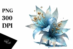 Glossy Glass Lobelia with Golden Insertions | Clipart Product Image 1