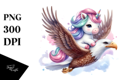 Baby Unicorn on Eagle&#039;s Back | Clipart Product Image 1