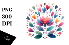 Colorful Boho Flower with Heart Petals PNG Product Image 1