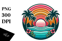 Retro Tropical Rainbow Sunset, 20 oz Tumbler Product Image 1