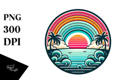 Retro Tropical Rainbow Sunset, 20 oz Tumbler Product Image 1