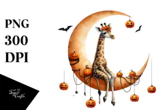 Watercolor Giraffe in Halloween Style PNG Product Image 1