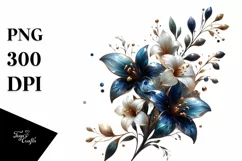 Glossy Glass Lobelia with Golden Insertions | Clipart Product Image 3