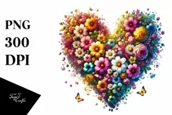 Colorful Heart with Spring Flowers PNG Product Image 1