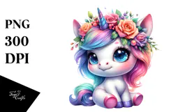 Cute Baby Unicorn Sitting PNG Product Image 1